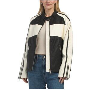 LA BIZ Color Blocked Moto Jacket
